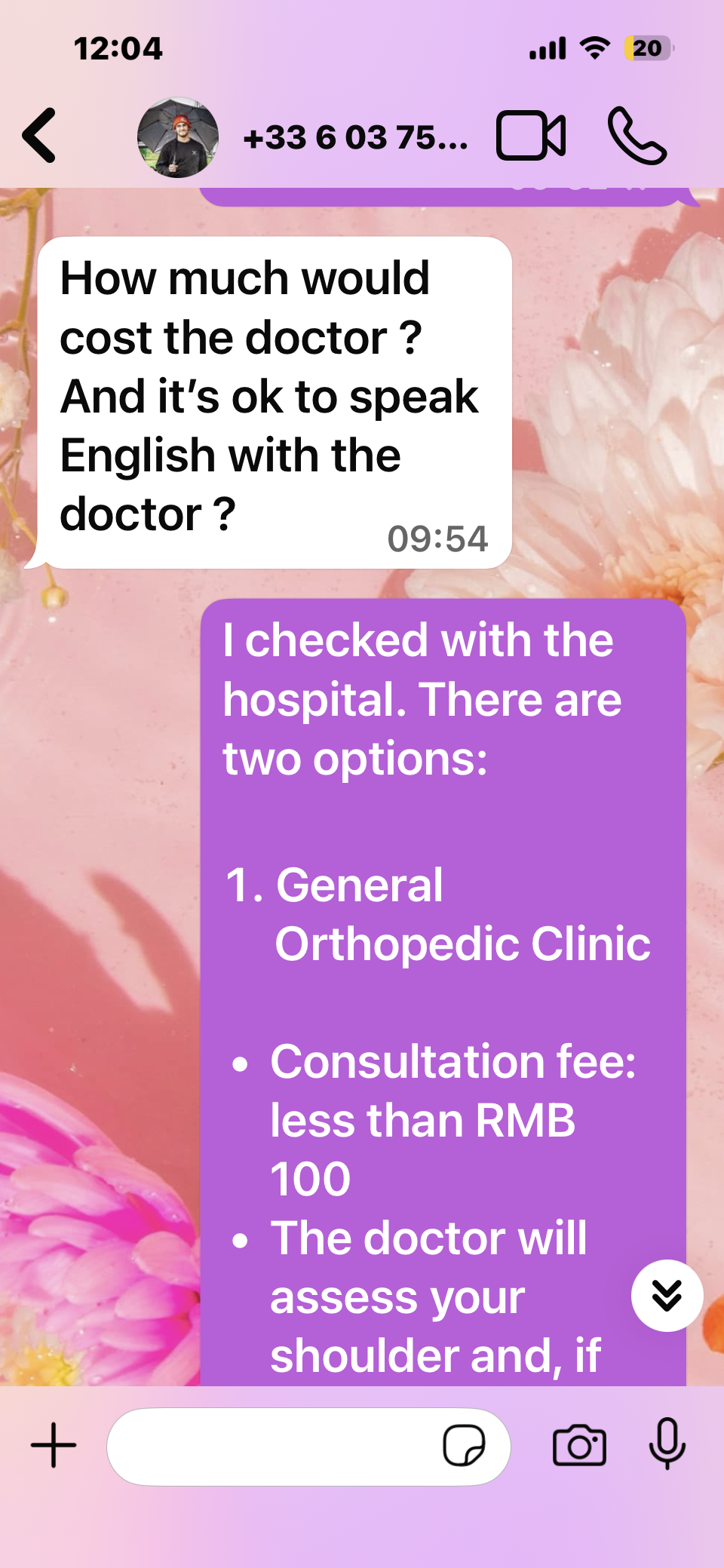 Hospital appointment booking confirmation